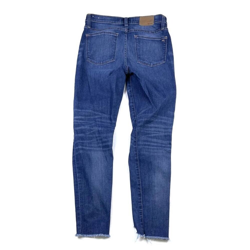 $135 Madewell Dark Wash 9" High Rise Skinny Jeans Destructed Edition - Picture 6 of 8